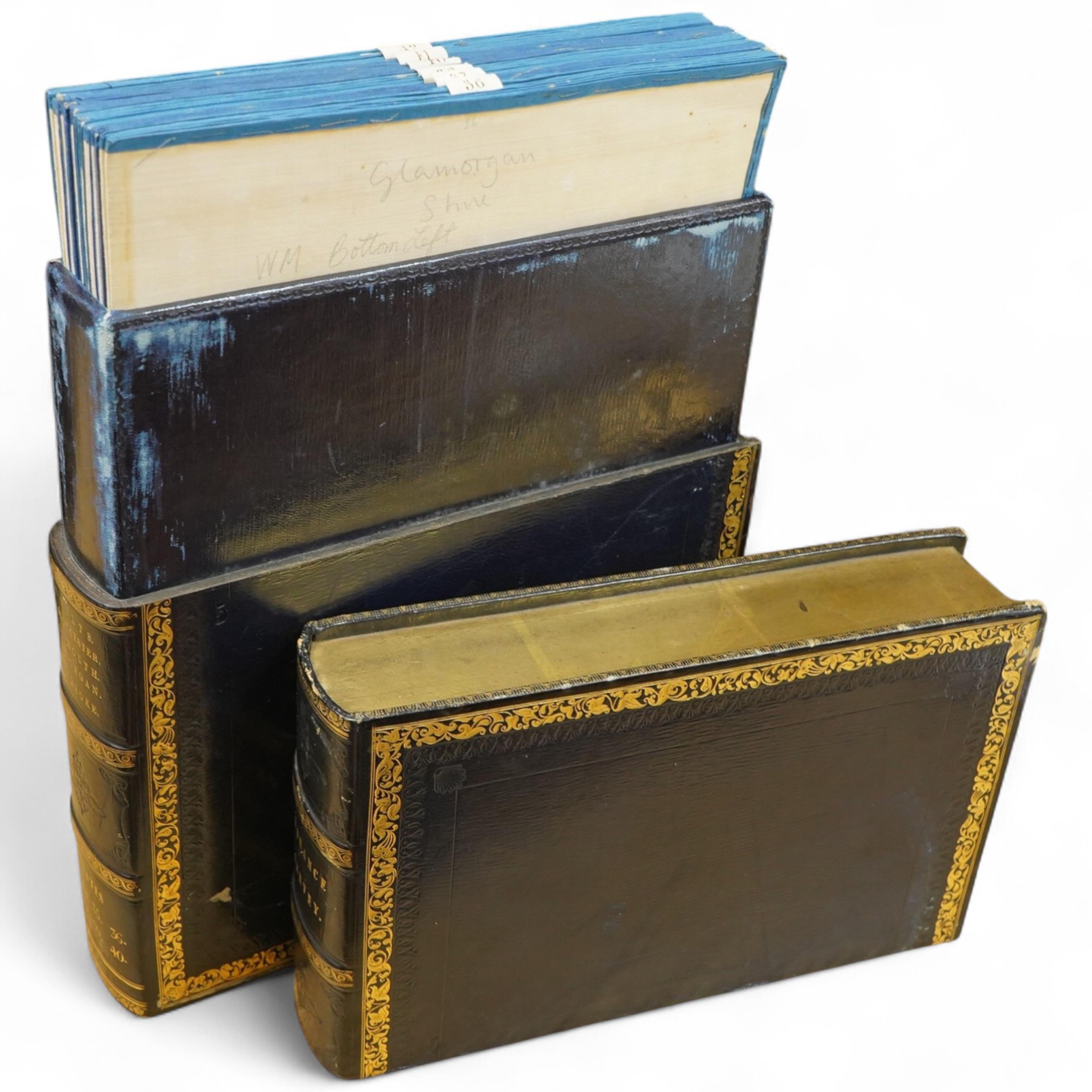 Ordnance Survey maps, comprising of a set of eight engraved maps mounted on linen and each edged with blue cotton, covering N. Wiltshire, S. Gloucester, Monmouth, Glamorgan, and Pembroke, sheet no.s; 36, 37, 38, 39, 40,